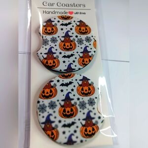 Halloween Pumpkin Chicken Car Coasters